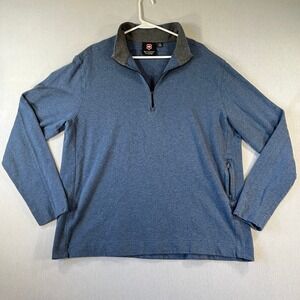 Victorinox Swiss Army Mens XXL 2XL Blue Heathered Cotton Quarter Zip Sweater